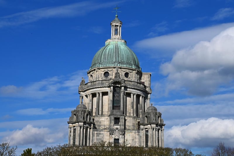 Blue skies and fluffy clouds over the Ashton Memorial.