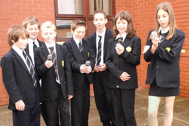 Josh Pilkington, Michael Jones, Liam Chenery, Jack Bickerdike, Michael Moore, Sarah Williams, and Beth Cozens, from Lytham St Annes High School, who have received praise through text messages sent to their parents by the school