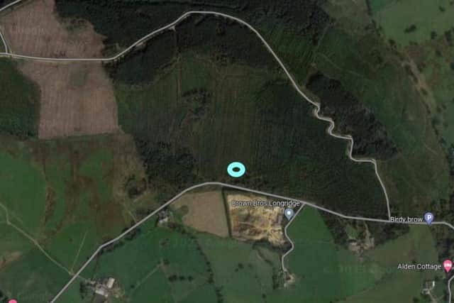 The location at Longridge Fell - in woodland just off Birdy Brow - were the man's' body was discovered