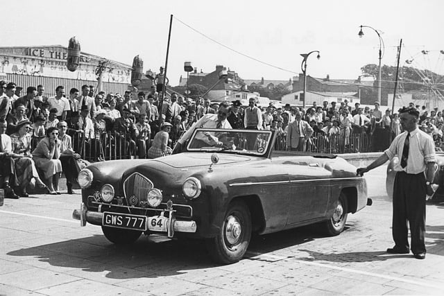 1949 Healey 2 4 Sportmobile drophead coupe, at a Morecambe rally in 1952.
