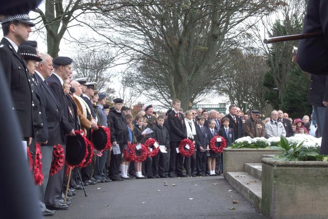 Fleetwood Remembrance Sunday service in the memorial park. Ex-servicemen, children, officials and members of the public pay their respects in 2007