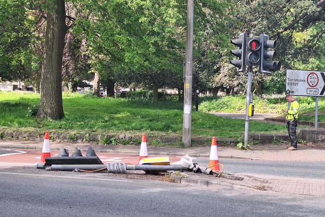 The aftermath of the collision in Owen Road, Lancaster.