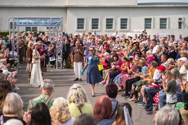Vintage by the Sea co-founder, Wayne Hemingway, comperes the Best in Show catwalk in Morecambe at the weekend. Photo by Robin Zahler, photography courtesy of Deco Publique.jpg