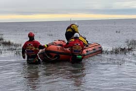 Two people had to be rescued by Bay Search and Rescue and Morecambe lifeboat and the coastguard after being cut off by another big spring tide in the bay.