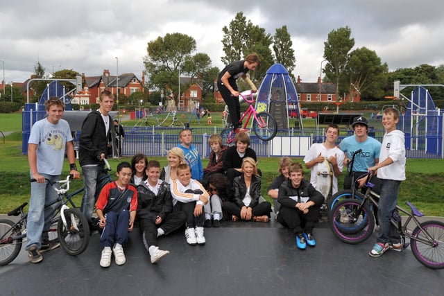Youngsters at Park View Road playing fields, Lytham, celebrating the news that Park View 4 U have received a lottery grant