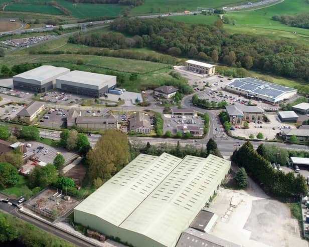 An aerial image of the site at Lancaster business park where food and drink outlets and industrial units are planned.