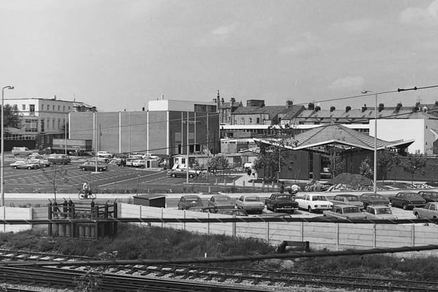 A view of Morecambe in the Seventies showing the library and new Arndale.