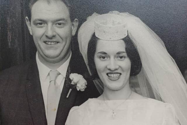 Margaret and David Hall on their wedding day