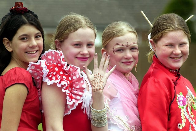 Pupils at Hall Park School in Lytham got the chance to dress up as their favourite characters as part of Book Week in 2002. National dress girls (from left to right): Alex Bennett, Laura Chadwick, Alison Brown and Courtney Davison