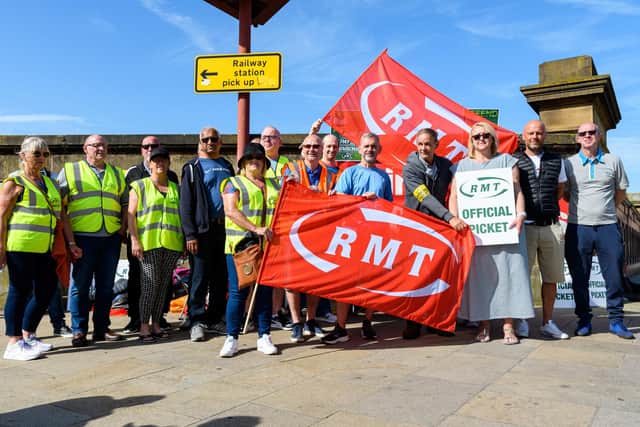 RMT members striking outside Preston Train Station. Photo: Kelvin Stuttard