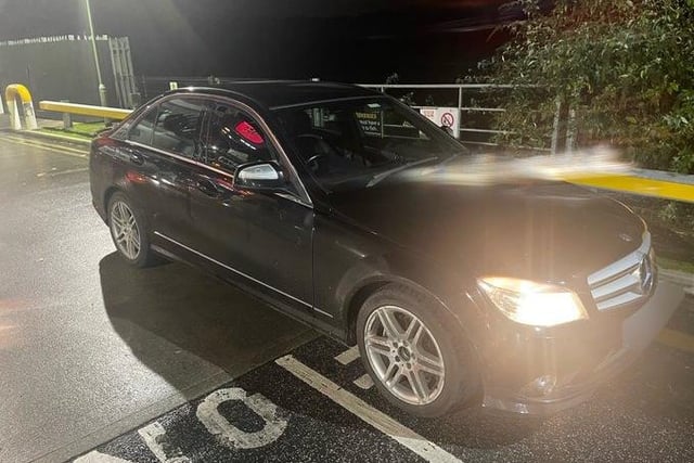 This Mercedes failed to stop and reached speeds in excess of 90mph in a 30mph limit before giving up at Tickled Trout petrol station near Preston.
Officers discovered that the driver was disqualified and they failed a roadside drug test.
