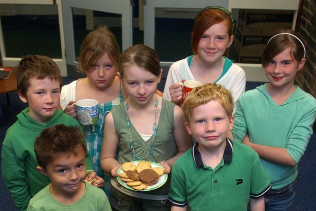 Some of the pupils from West End Primary School who helped raise around £200 in support of the Macmillan Coffee Morning