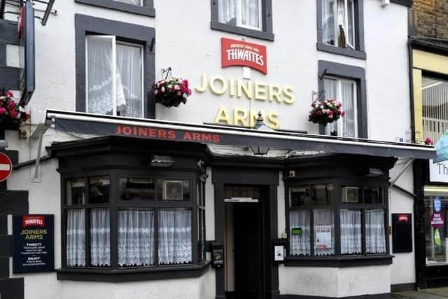 A barman was attacked by drunken thugs at the Joiners Arms in Morecambe.