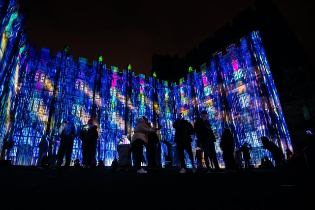Stunning light display at Lancaster Castle for the Light Up Lancaster festival.