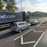 A temporary lane closure is in place close to the junction of the Bay Gateway and Northgate. Photo: Google Street View