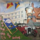 Street artist Bob Pickersgill has painted a mural at a Morecambe caravan park which brings the resort to life.