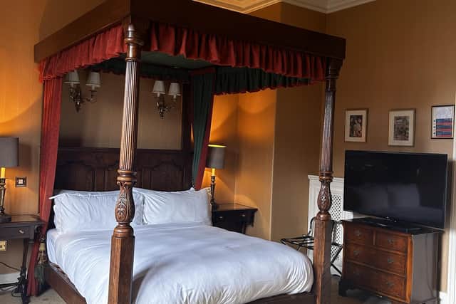 One of the magnificent bedrooms at Crewe Hall Hotel