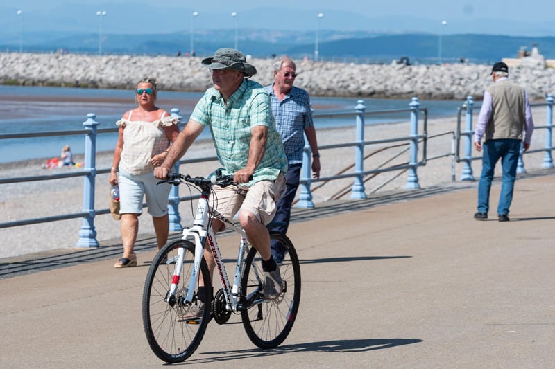 A cyclist on the prom.