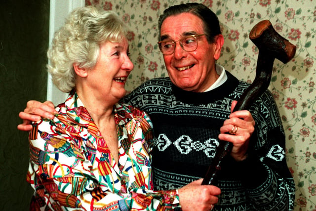 Well-known Morecambe comedian Billy Stutt and his wife Josie at home during a wedding aniversary celebration
