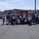 Trades union members in Blackpool turned out to offer support to the RMT union workers on strike over pay and conditions