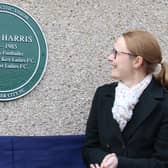 Cat Smith MP with the new plaque commemorating Jennie Harris. Photo: Joshua Brandwood