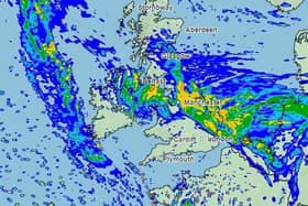 This is where MET Office experts think rainfall will affect at lunchtime on Friday, October 20.