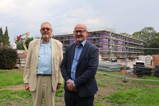 County Couns Graham Gooch and Shaun Turner at the site of the new Bowgreave Rise Care Home, which is under construction.