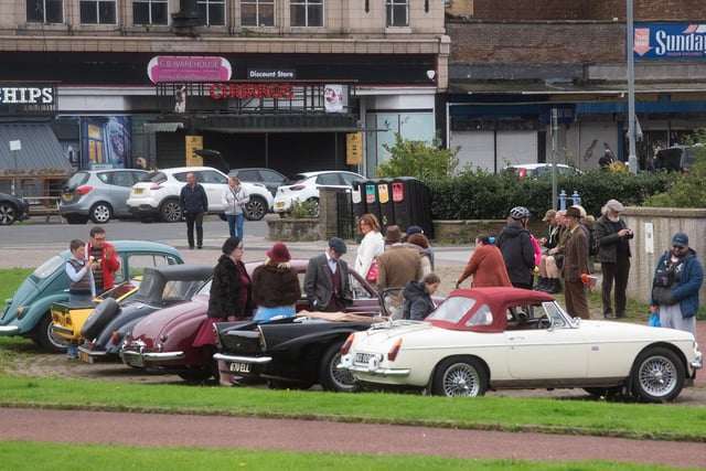 Cars at the start of the Distinguished Gentleman's Drive in Morecambe at the weekend.