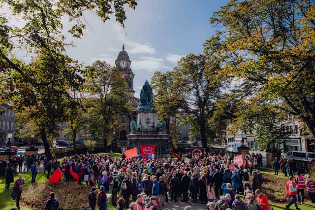 Hundreds turned out for the march and rally on Saturday.