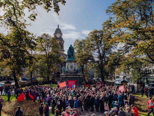 Hundreds turned out for the march and rally on Saturday.