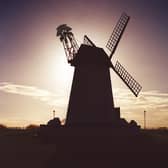 A moody looking Lytham Windmill, caught in shadow in 1999