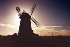 A moody looking Lytham Windmill, caught in shadow in 1999