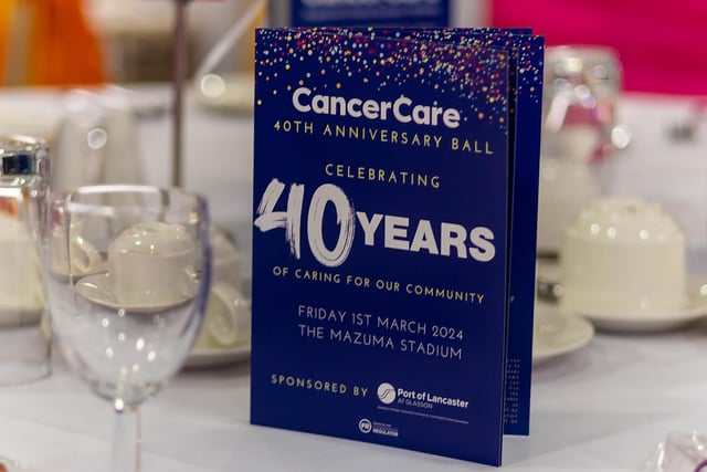 A booklet on the table for the CancerCare 40th anniversary ball.