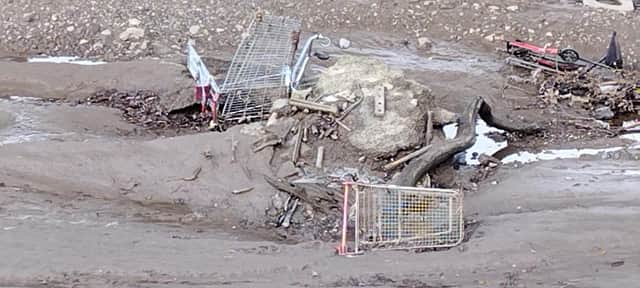 Trolleys have been dumped in the River Lune at Lancaster. Picture by Phil Taylor.