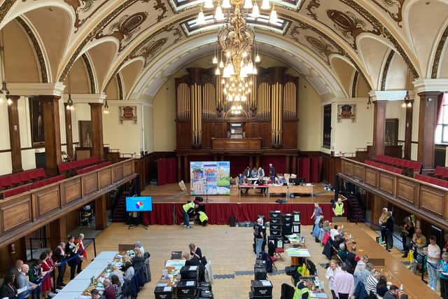 The count under way at Lancaster Town Hall. Photo by Robbie MacDonald