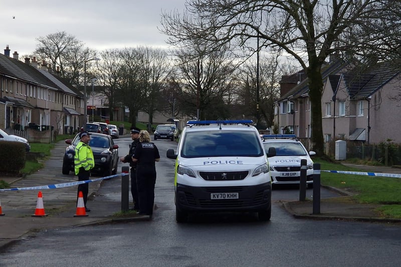 Police vehicles at Patterdale Road today (January 26).