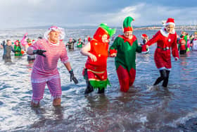 People in fancy dress took part in the Boxing Day Dip. Picture by Keith Douglas.