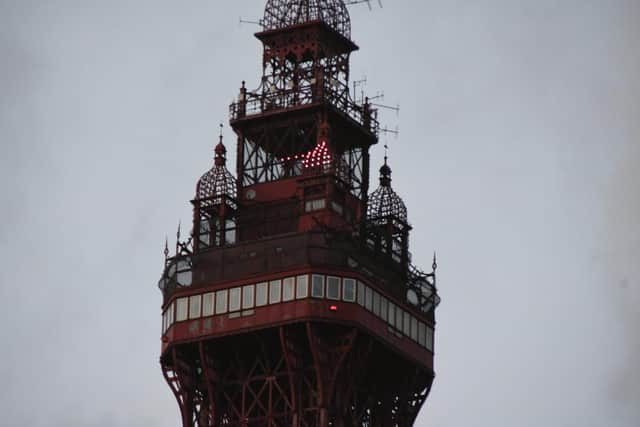 The top of Blackpool Tower on Thursday afternoon after false reports of a fire