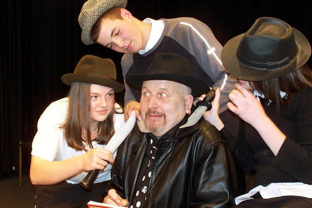 Childrens writer Martin Riley with the drama group during his visit to Lytham St Annes High School