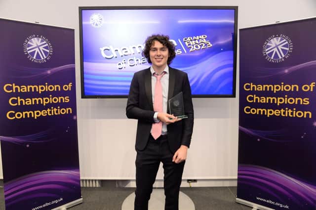 Lancaster University graduate Gruffydd Gozali with his award.