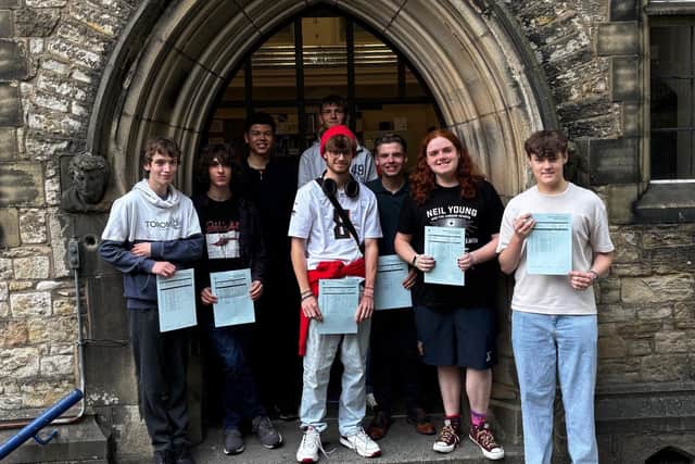 LRGS pupils collect their results.