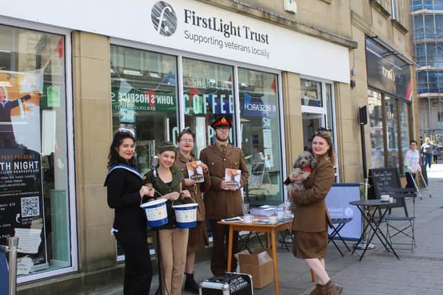 Some of the Three Left Feet company who performed and collected for the First Light Trust at the weekend.