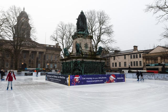 The ice skating rink at Dalton Square in Lancaster.