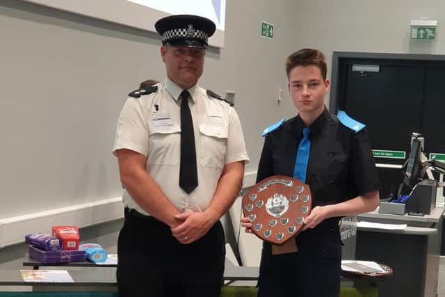 Cadet of the Year award was presented to Jack by local policing Inspector James Martin.