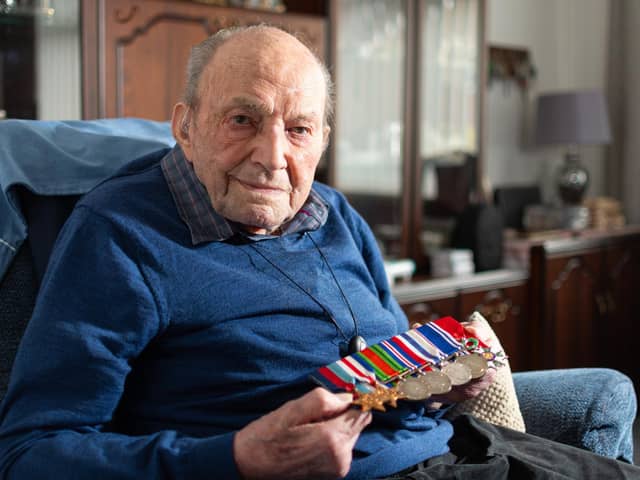 John William Tomlinson, who will be 101 on Sunday, with his medals. Photo: Kelvin Lister-Stuttard
