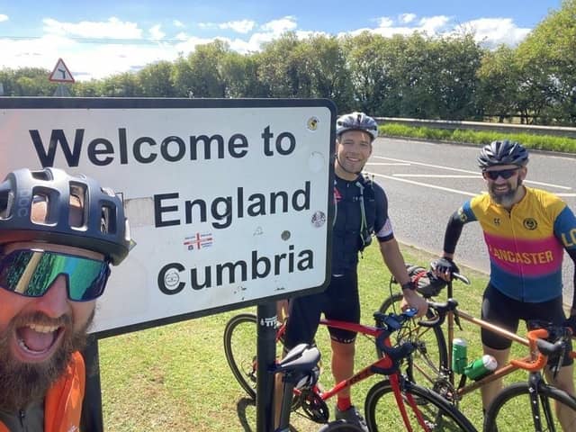 Stu Powers, Bob Hart and Sam Cusworth completed the long-distance ride from Glasgow to Lancaster.