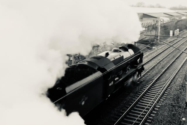 Iconic Scots Guardsman steam train captured on camera at Carnforth Station