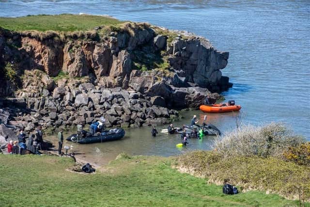 Filming of The Bay series 3 taken from Heysham Barrows. Photo by Mags Carr