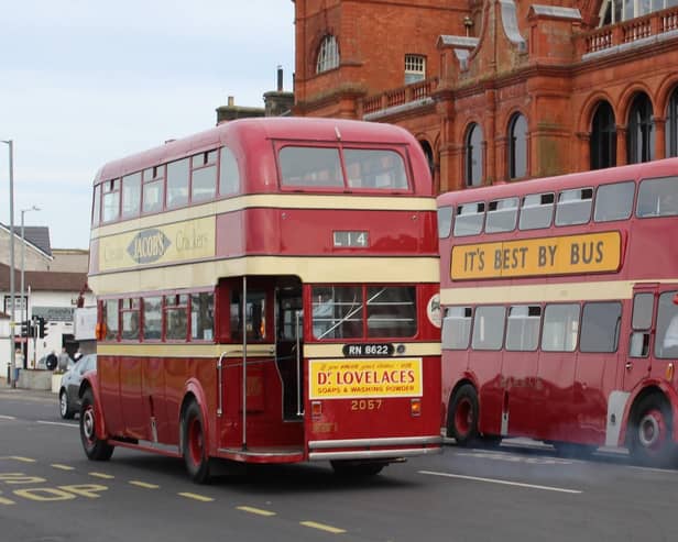 Vintage buses on Morecambe promenade for Vintage Bus Day which this year is on May 19.