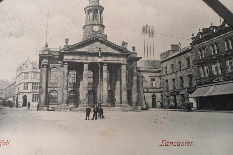 Now the City Museum, this postcard dates back to the time when the building was Lancaster's Town Hall. The elegant Georgian building was constructed in 1781-3 to the designs of Major Thomas Jarrett and Thomas Harrison. The museum itself was founded in 1923.